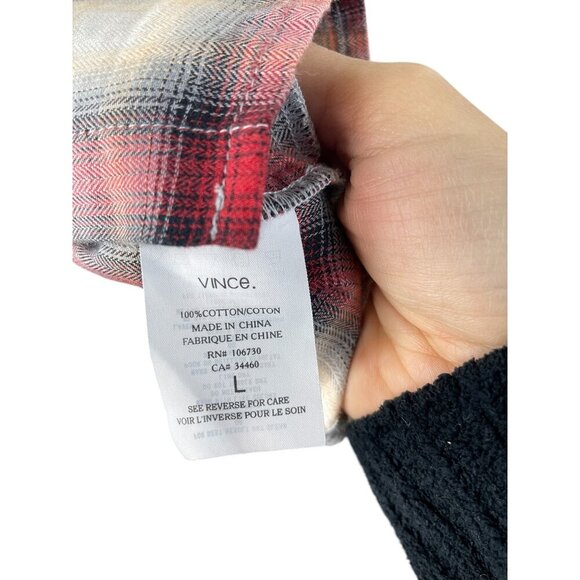 Vince Heritage Plaid Cowl Neck Button Down Roll Tab Holiday Top - Picture 5 of 8